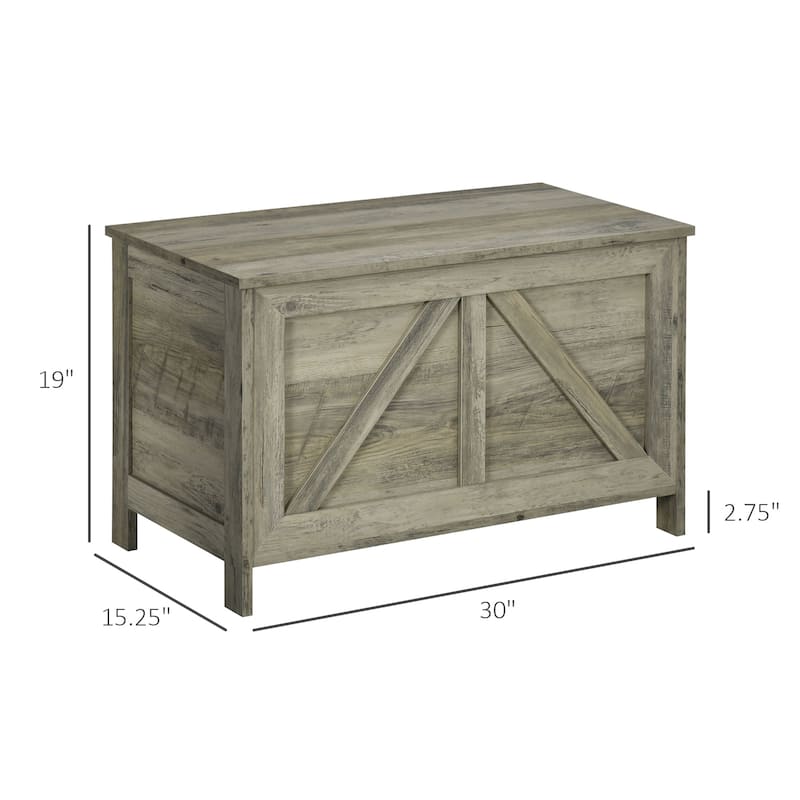 HOMCOM Farmhouse Storage Chest, Lift Top Toy Chest, Toy Box Organizer with Safety Hinge to Open Up 150°