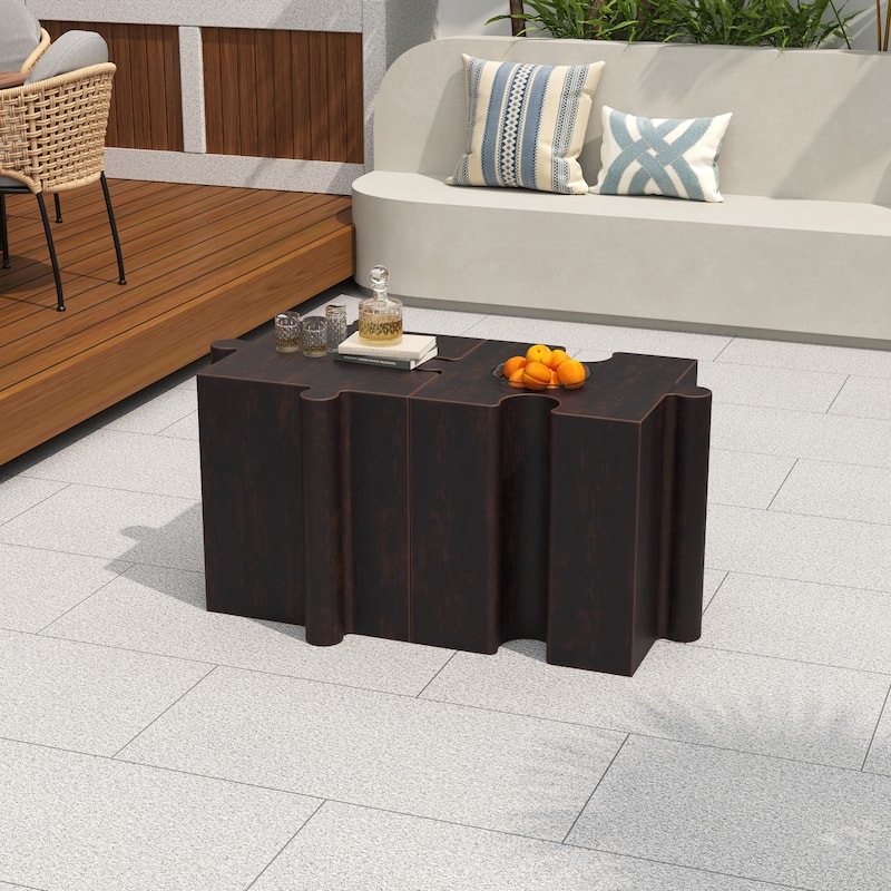 Puzzle Art Side Table, Modular Concave Edge MGO Table - Buy Singles or Combine for Custom Layouts, Indoor & Outdoor