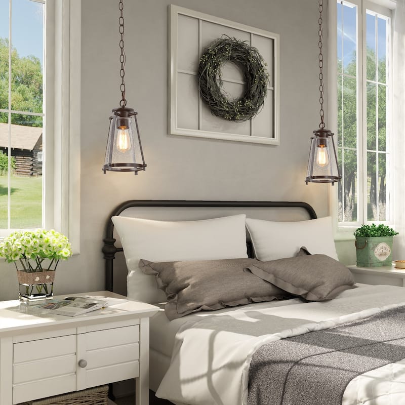 Modern 1-Light Glass Cage Pendant Island Lights for Dining Room - W7.5"xH11"