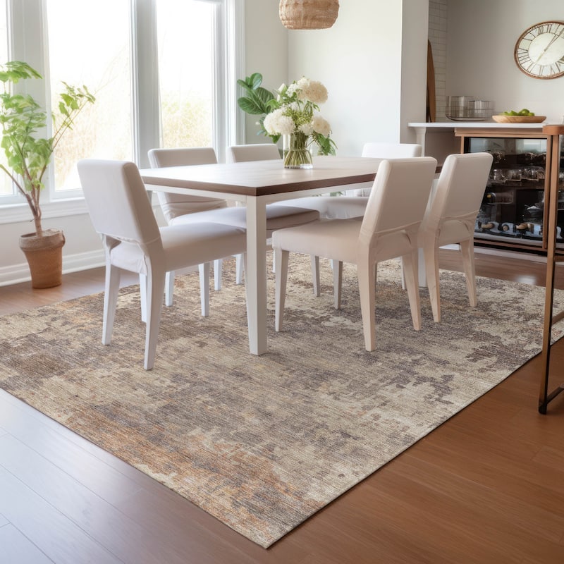 Machine Washable Indoor/Outdoor Modern Blend Chantille Rug