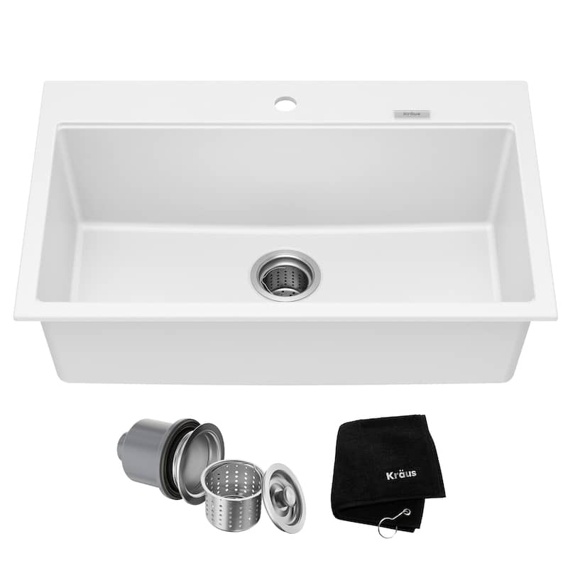 KRAUS Granite 31 inch 1-Bowl Undermount Drop-in Kitchen Sink