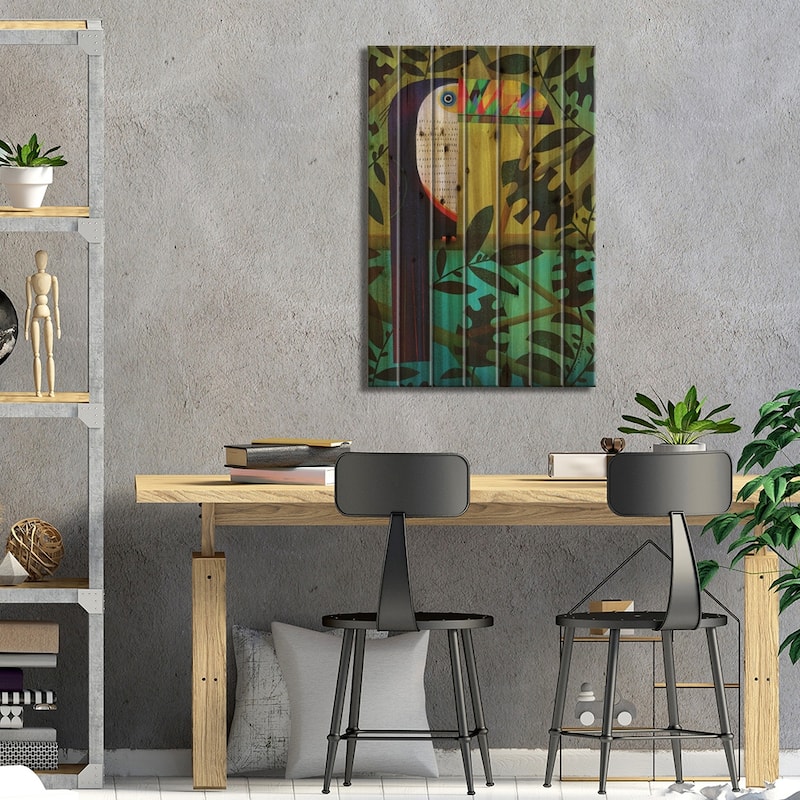 Conspicuous Beak Print On Wood by Terry Runyan - Multi-Color