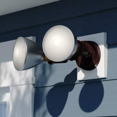 2 Light Outdoor Security Flood Light with Adjustable Heads - Switch Controlled