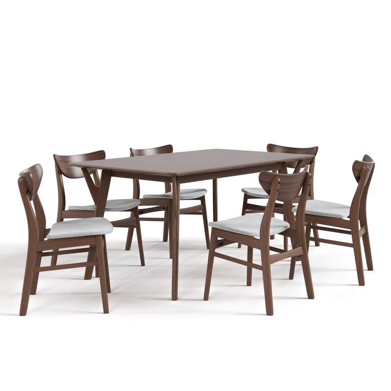 Furniture of America Beck Mid-century 7-Piece Wood Dining Table Set
