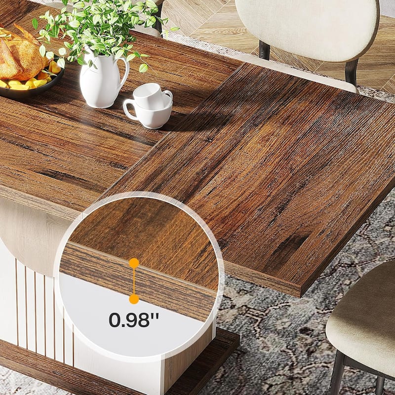 55" Dining Table for 4 to 6 People, Wood Kitchen Table for Home