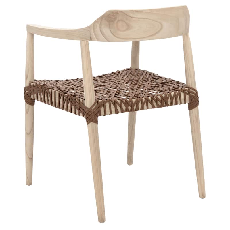 Munro Wanda Woven Leather & Solid Wood Accent Chair (Fully Assembled) - 22" W x 20.5" L x 28.5" H - 22Wx21Dx29H