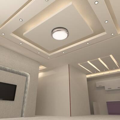 Harold LED Flush Mount Ceiling light 13"D x 3.5"H - Brushed Nickel