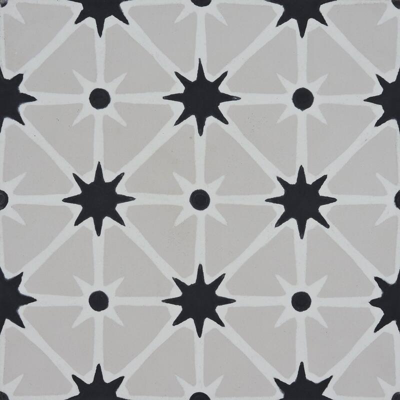 Handmade Venice in Grey/Pink and Black Tile, Pack of 12 (Morocco)