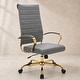 preview thumbnail 61 of 98, Benmar Ribbed Leather Executive High Back Office Chair with Gold Frame, Swivel, Tilt, Lumbar Support