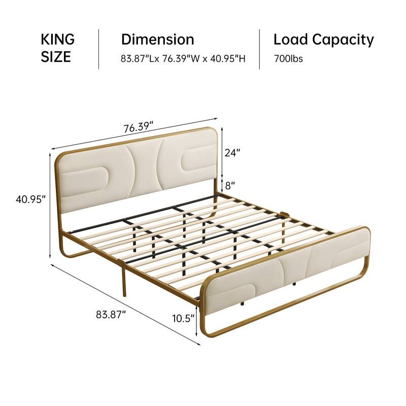 Modern Velvet Platform Bed