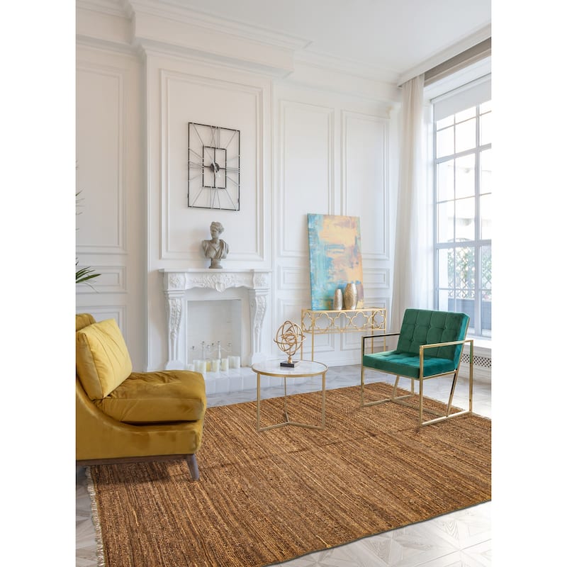 ECARPETGALLERY Flat-Weave Natural Chocolate Wool Tapestry Kilim - 5'7 x 6'9