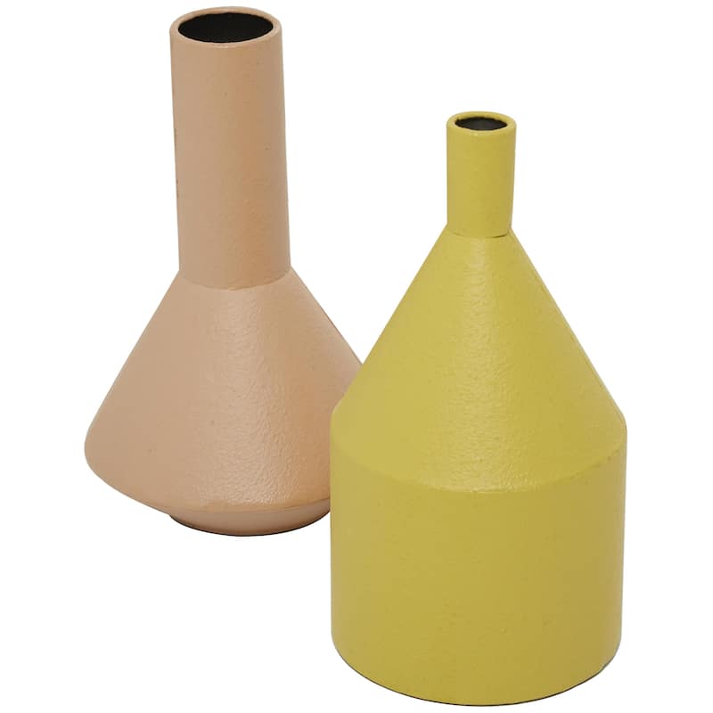 Metal Vase - Set of 2 Multi Colored - Roche River Decor
