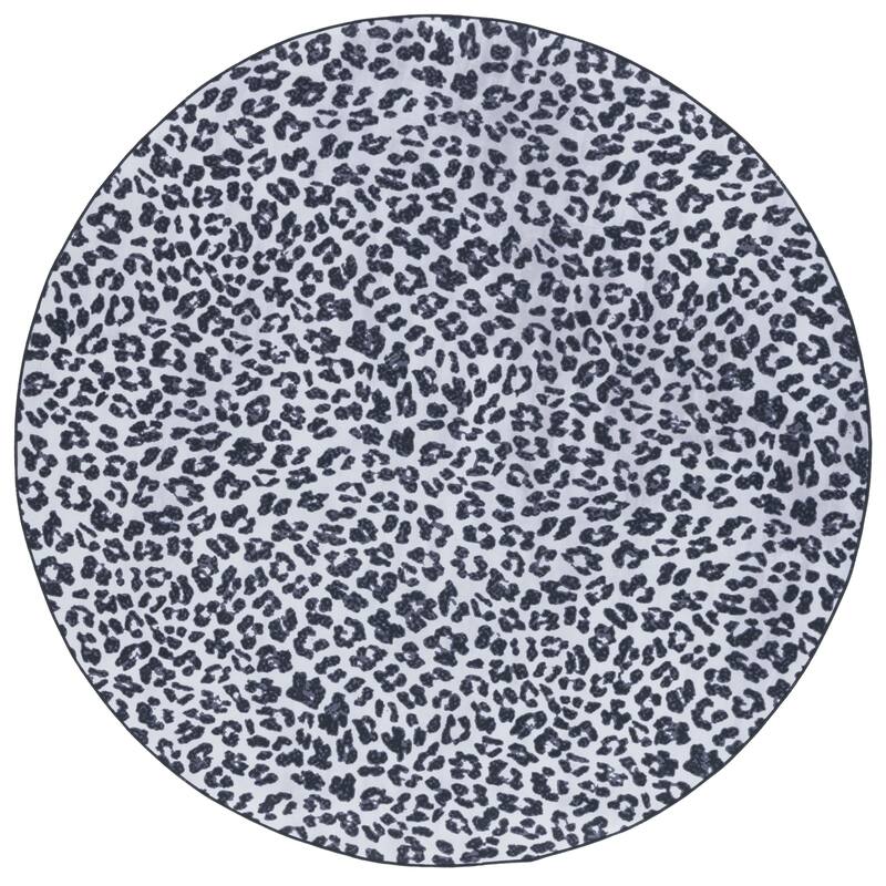 SAFAVIEH Faux Hide Machine Washable Slip Resistant Deepali Rustic - 6' x 6' Round - Ivory/Black - Round