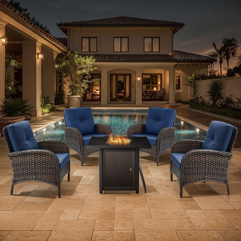 Gymojoy Outdoor Patio Chair & Fire Pit Set Luxurious Comfort Conversation Set