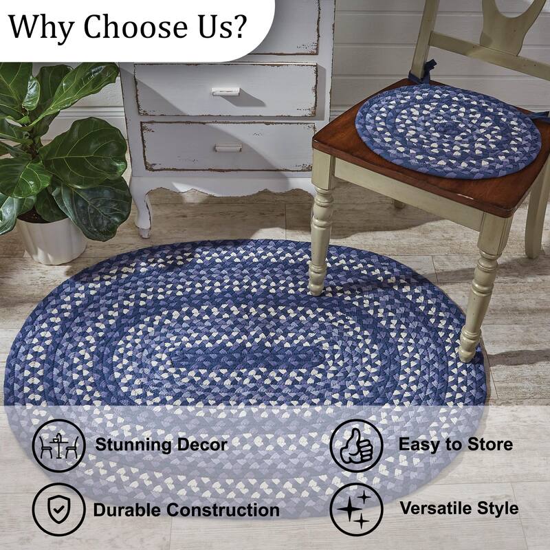 Park Designs Bluestone Braided Blue Oval Indoor Rug 32" x 42" - 2'8"x3'6"