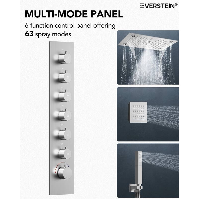 Shower Faucet System 28"*16" Ceiling Mount Shower Head with 4 Spray Mode Body Jets Handheld Spray LUXURY LED