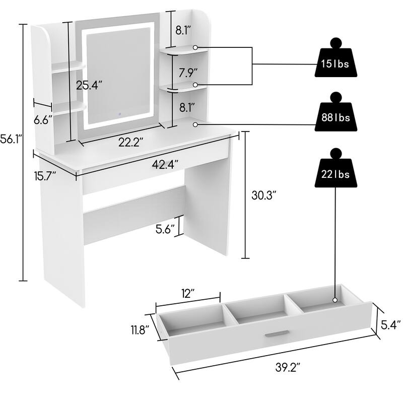 Vanity Makeup Mirror Vanity Desk Makeup Vanity 3Color Touch Light On Sale Bed Bath & Beyond