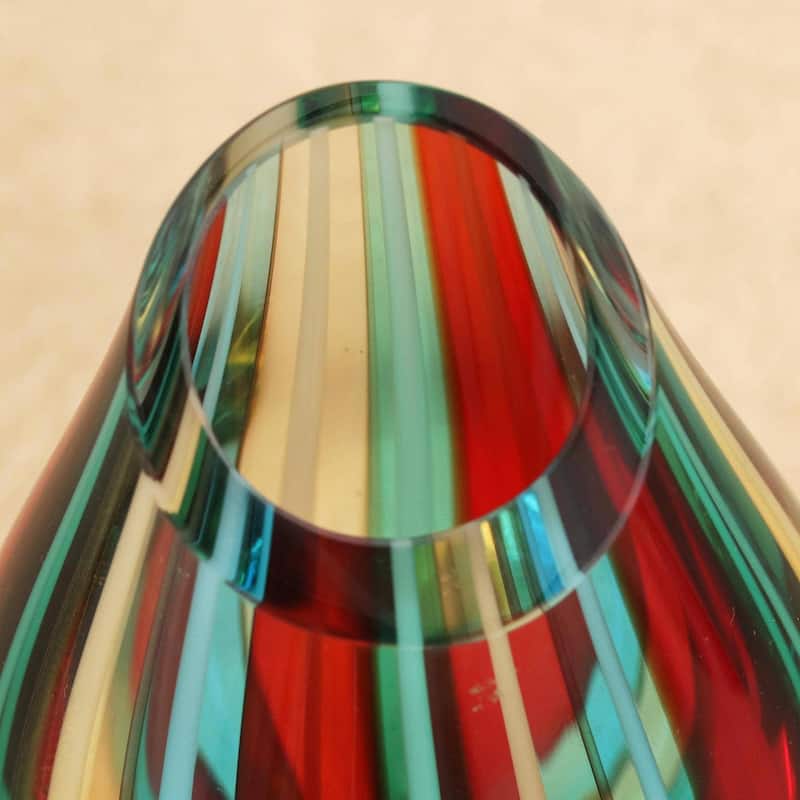 Novica Handmade Carnival Stripes Art Glass Vase (6 Inch)