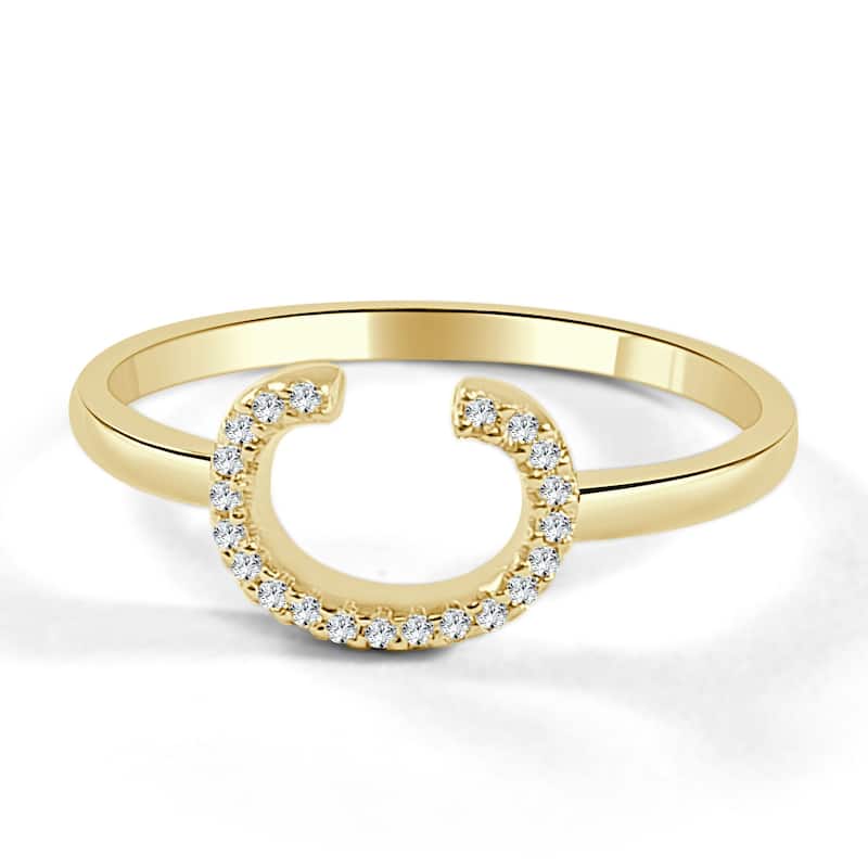 Joelle Collection Diamond Initial Ring for Her 14k Yellow Gold 1/10 ct TDW Women's Ring