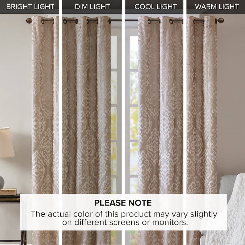SunSmart Mirage Knitted Jacquard Total Blackout Grommet Window Curtain Panel