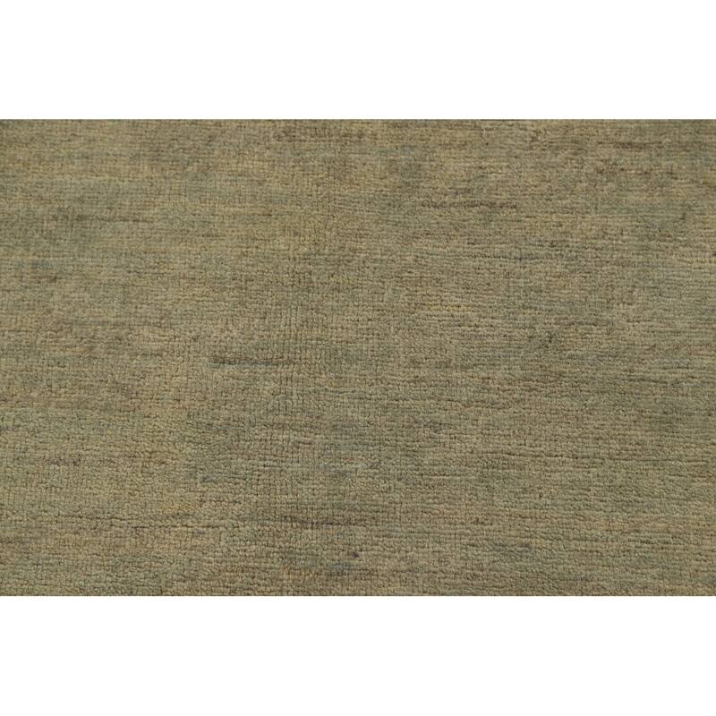 Hand Knotted Oriental 100% Wool Carpet Modern Modern Green Gabbeh Runner Rug - 9' 9'' X 2' 9''