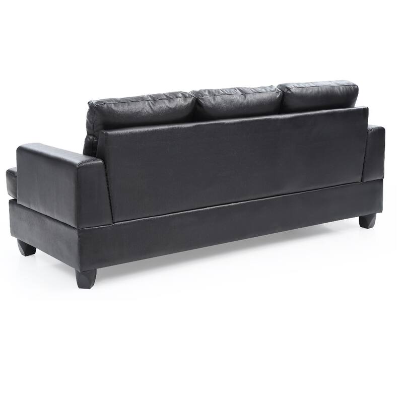 Tufted Faux Leather Square Arm Straight Sofa - 79" - Black
