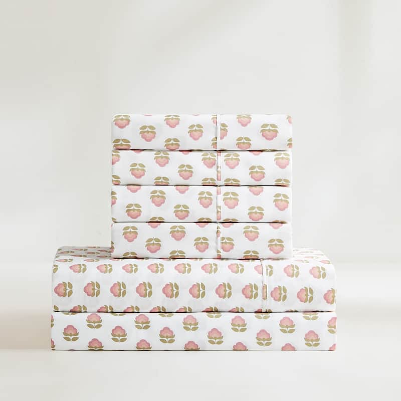 Lush Decor Prisha Floral Peach Sheet Set
