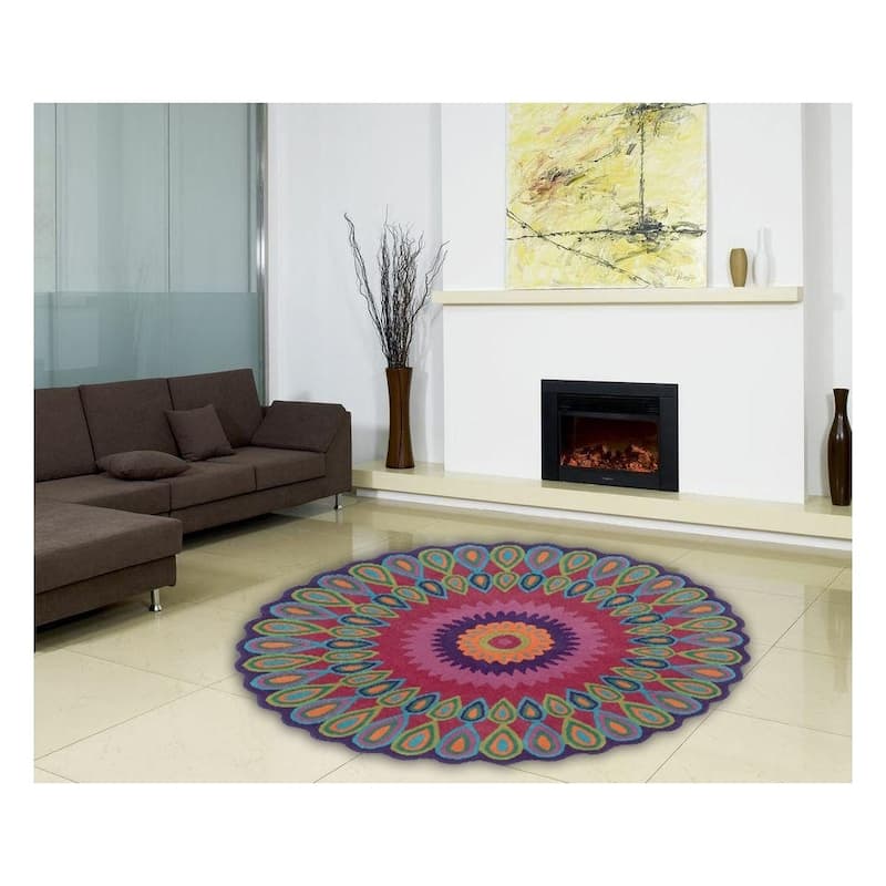 Sevita Bursting Peacock Wool Area Rug