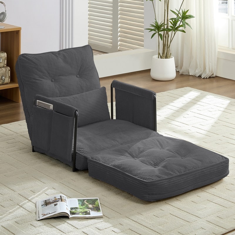 Mixoy Muti-Functional Folding Futon Floor Sofa Bed,Single Lazy Sofa with Pillows,6 Position Adjustable Backrest