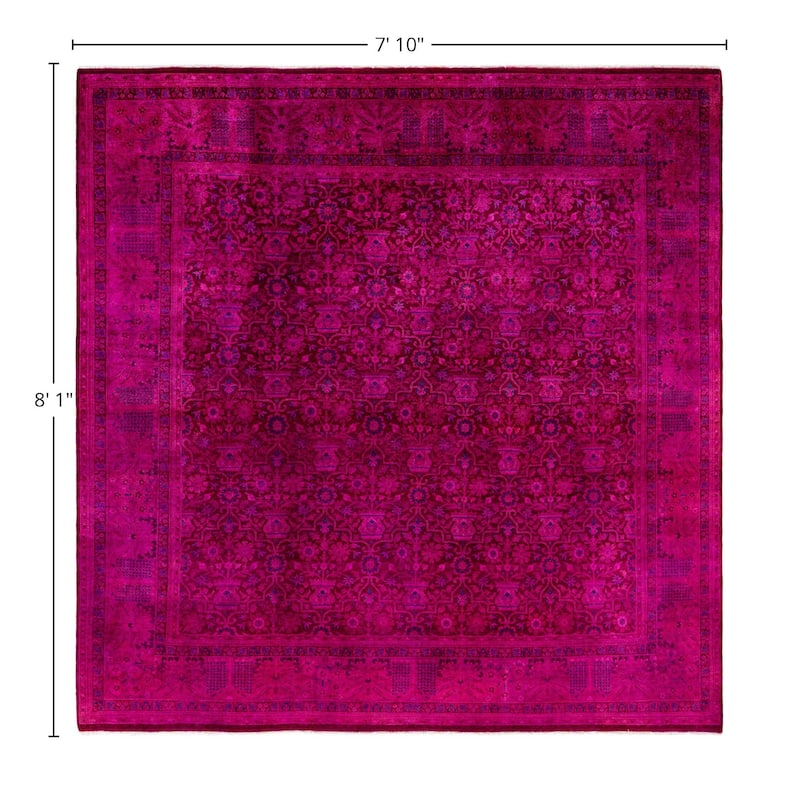 Overdyed One-of-a-Kind Hand-Knotted Area Rug - Purple - 7' 10" x 8' 1"
