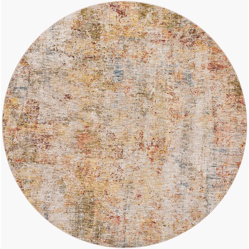 Livabliss Casual Naila Abstract Area Rug - 6'7" x 6'7" Round - Rust Multi