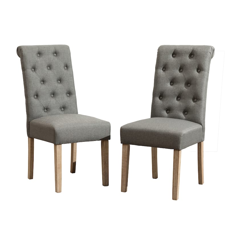 Solid Wood Tufted Parsons Dining Chair, Set Of 2