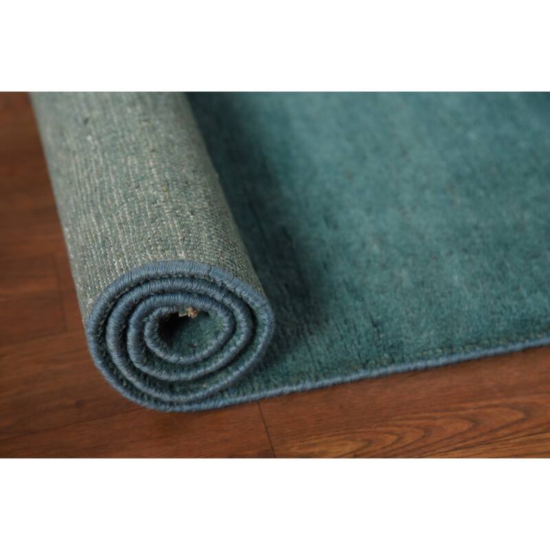 Modern Gabbeh Oriental Rug Solid Handmade Wool Carpet - 3'4"x 4'9"