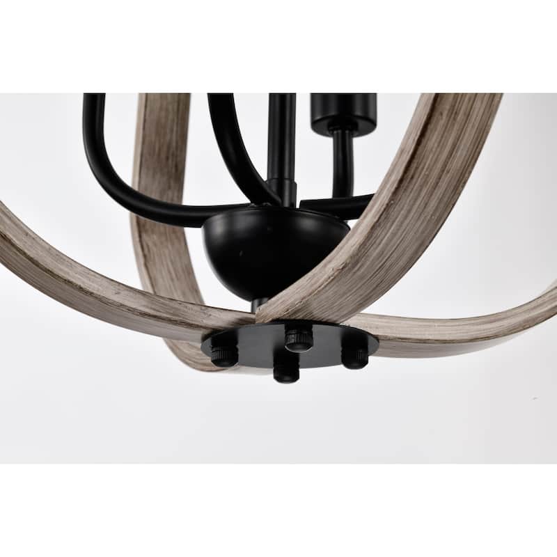 Netu 14 Inch Imitation Wood Grain Finish Pendant with 4 Light