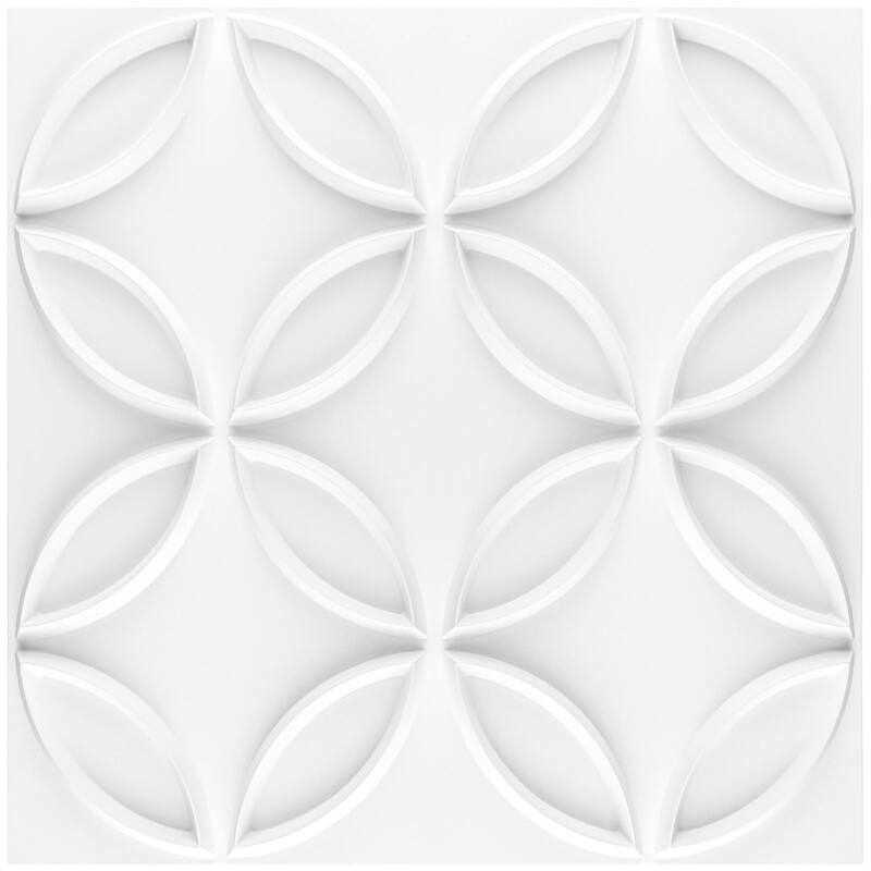 Art3d PVC 3D Wall Panel Interlocked Circles in Matt White Cover 32 Sq.ft - White