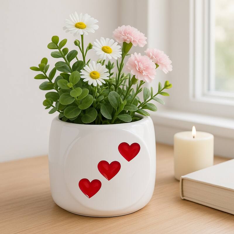 Decorative Ceramic Dice Planter or Flower Pot - 6" - 6.0"