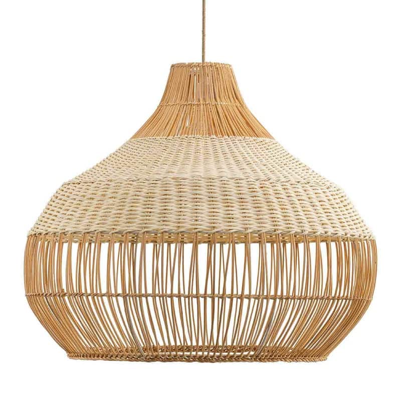 Beatrice Outdoor Rattan Pendant Light - Brown Large Dome 1-Light Handwoven Hanging Light For Coastal, Tropical, Boho Room Decor