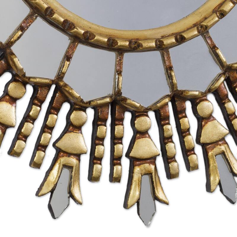 NOVICA Handmade Oval Colony Bronze Gilded Wood Wall Mirror - 22.75" H x 20.75" W x 1.2" D