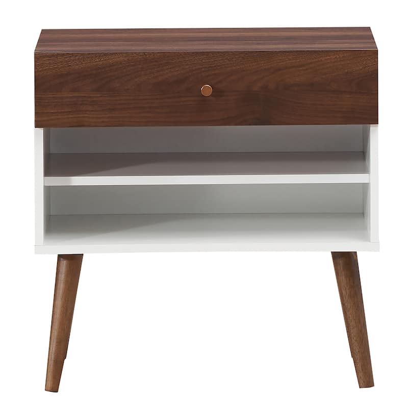 Costway 2PCS Nightstand End Side Table Drawer Storage Shelf
