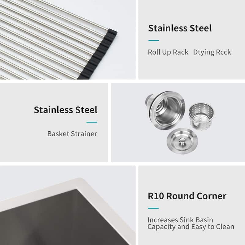 32 Inch Undermount Double Bowl 16 Gauge Stainless Steel Kitchen Sink in Brushed Nickel - 32'' x 18'' x 9''