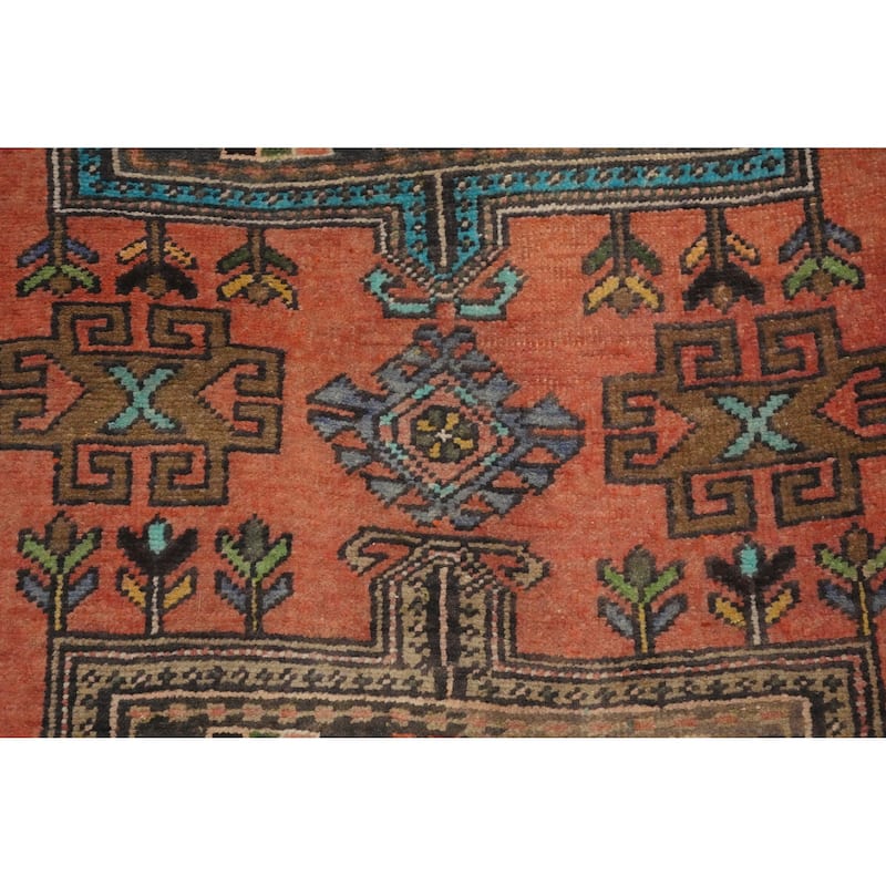 Hand Knotted Oriental 100% Wool Carpet Traditional Tribal Oranges & Rust Hamedan Runner Rug - 10' 1'' X 3' 5''