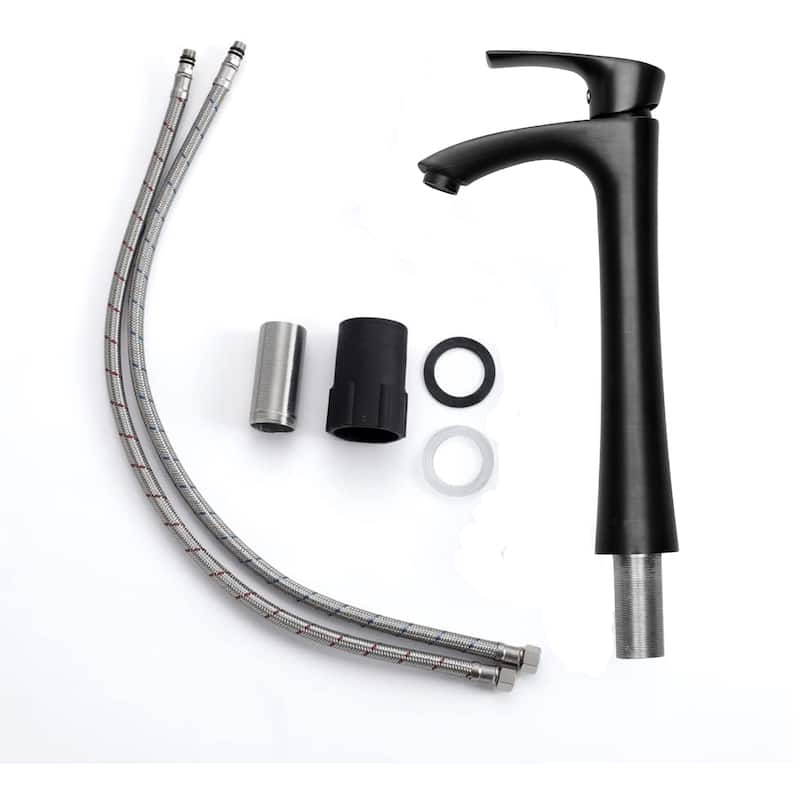 Rectangle Vessel Bathroom Sink and Black Single Lever Faucet Combo