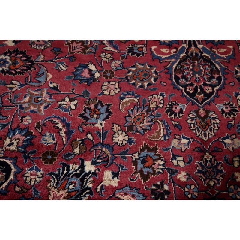 Traditional Mashad Persian Large Vintage Rug Handmade Wool Carpet - 10'0"x 16'6"
