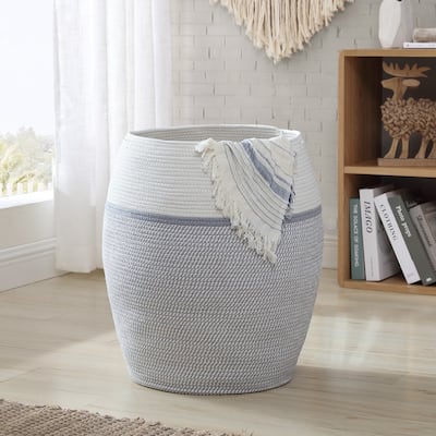 XXXL Extra Large Woven Cotton Rope Tall 25" Height Laundry Hamper Basket with Handles - 20 x 25 - 20 x 25