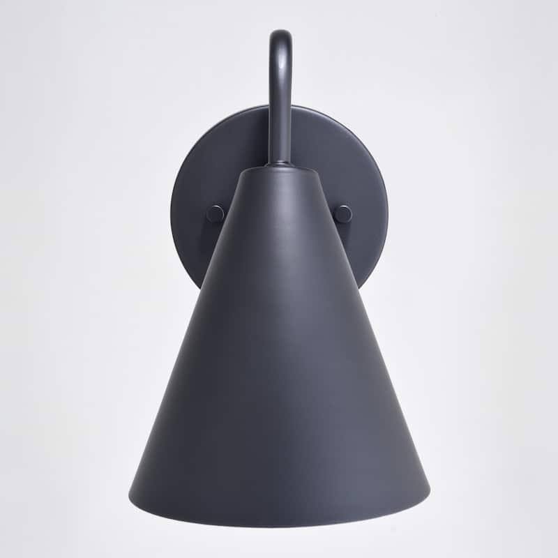 Hanson Steel 1 Light LED Compatible Matte Black and White Contemporary Dark Sky Indoor Outdoor Wall Sconce
