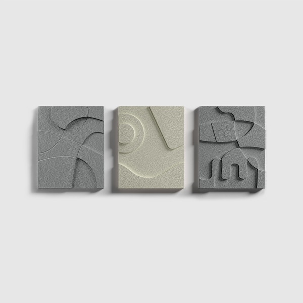 slide 2 of 7, Moasis Unique 3-Piece Hanging Wall Art Decor Set White/Grey