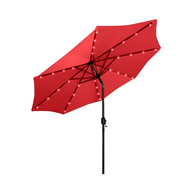 Lucent 9-foot Solar Led Lighted Patio Umbrella - Red