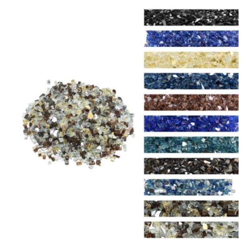 Copper Clear Gold Tempered Crushed Fire Glass Rocks half Inch 10 lbs. - 1/2 inch - Copper-Clear-Gold
