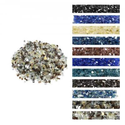 Copper Clear Gold Tempered Crushed Fire Glass Rocks half Inch 10 lbs. - 1/2 inch