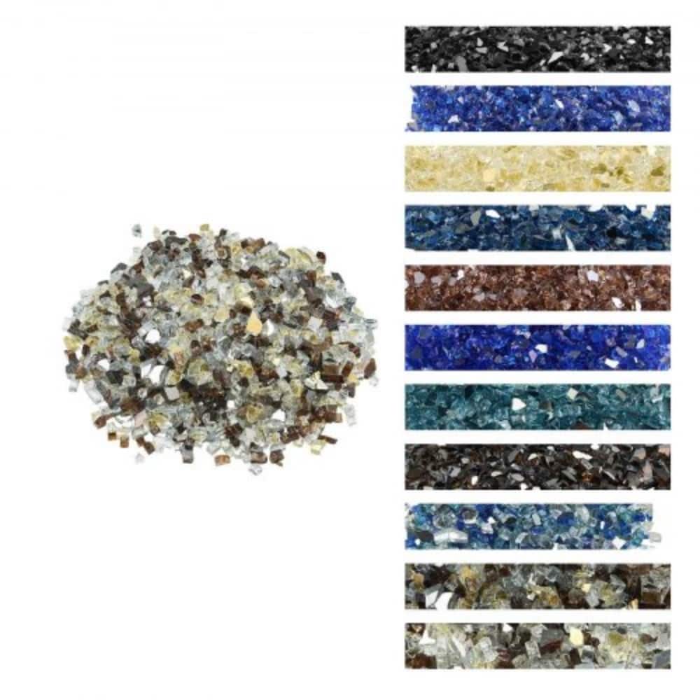 Copper Clear Gold Tempered Crushed Fire Glass Rocks half Inch 10 lbs. - 1/2 inch